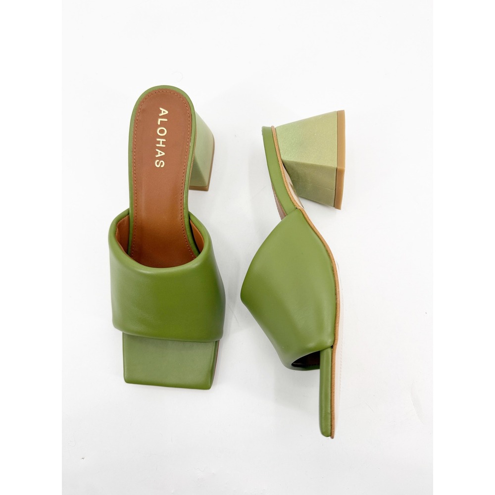 Alohas Degrade Evergreen Ombre Leather Block Heel Mules Sandals 36 6 NWOT - Picture 2 of 10